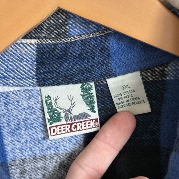 Vintage Deer Creek Cotton Flannel Shirt 2XL Plaid Button Up - Picture 3 of 8